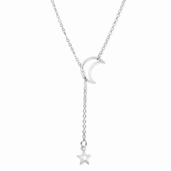 Silver Star and Moon Necklace Star Moon Necklace Star Necklace Necklace Necklace - Picture 1 of 3